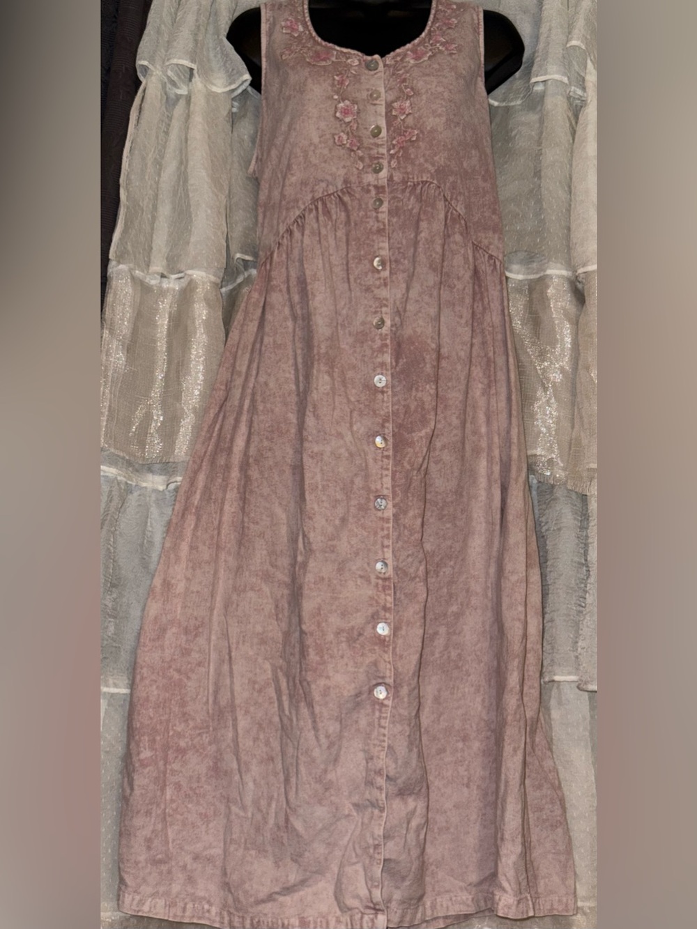 April Cornell Sleeveless Button-Front Dress in Mauve